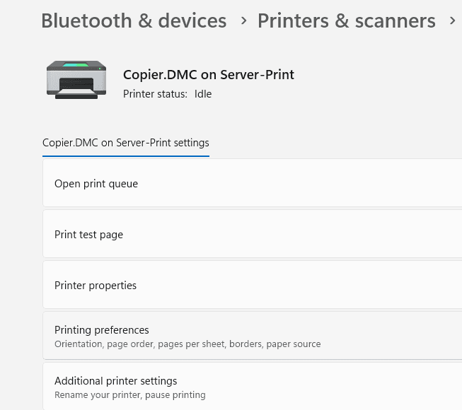 Step 2b: Accessing printing preferences